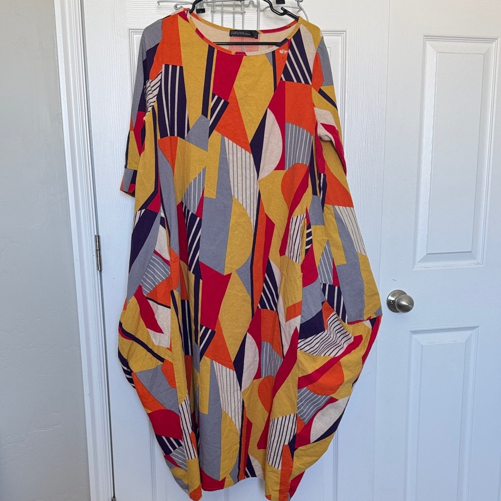 Zanzea Multicolor Geometric Long Sleeve Dress